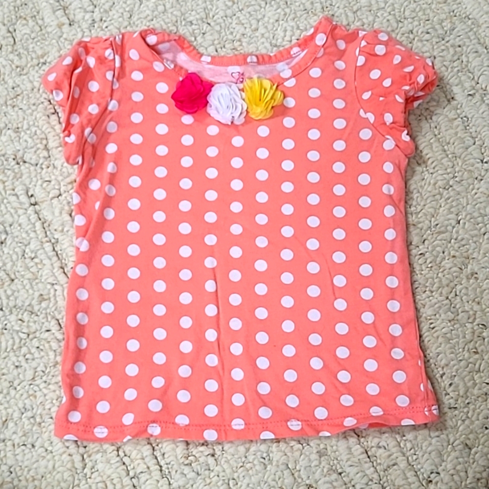 Girls Coral Polka-dot shirt